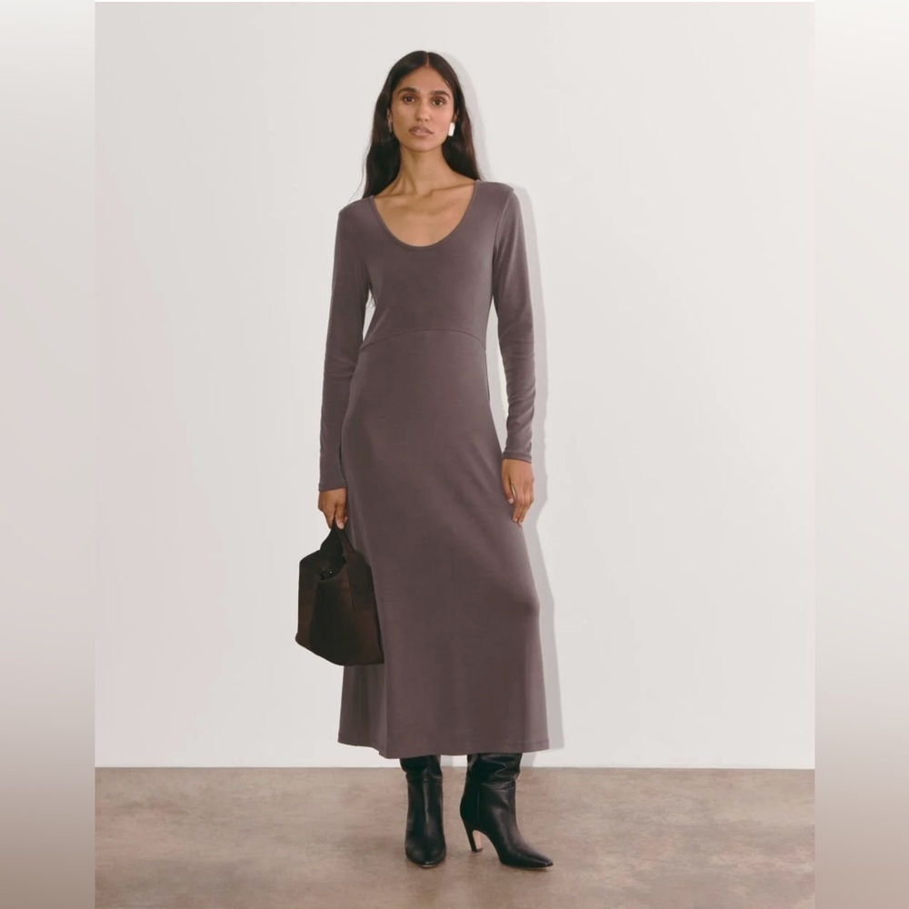 Everlane The Maddie Dress in Butterknit. Espresso Milk Chocolate Size XL #1874